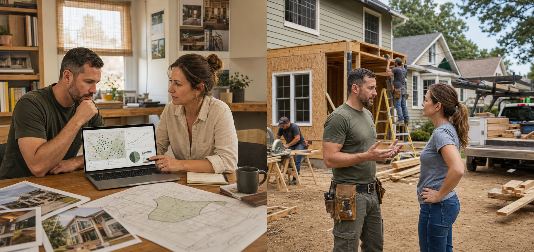 A remodeling company reviewing local search performance while an active residential project builds local proof