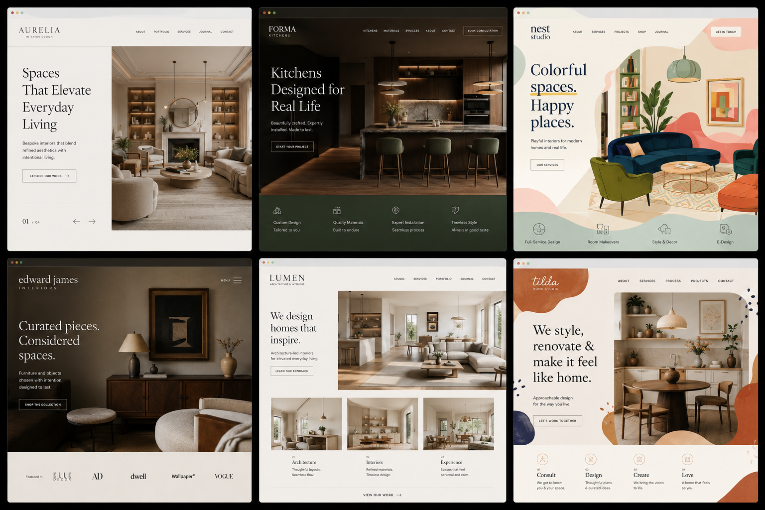 Example of a polished remodeling website layout with service-focused visual sections